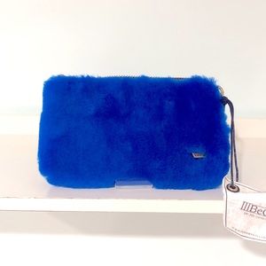 IIIBeCa electric blue shearling pouch